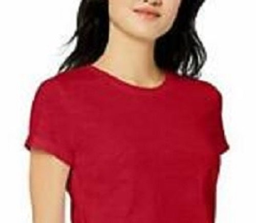 Camiseta feminina Maison Jules com decote redondo, vermelha, tamanho grande