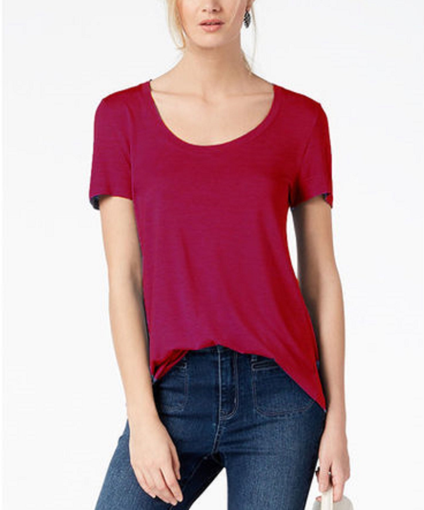 Camiseta feminina Maison Jules com decote redondo, vermelha, tamanho extra pequeno