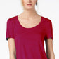 Camiseta feminina Maison Jules com decote redondo, vermelha, tamanho extra pequeno