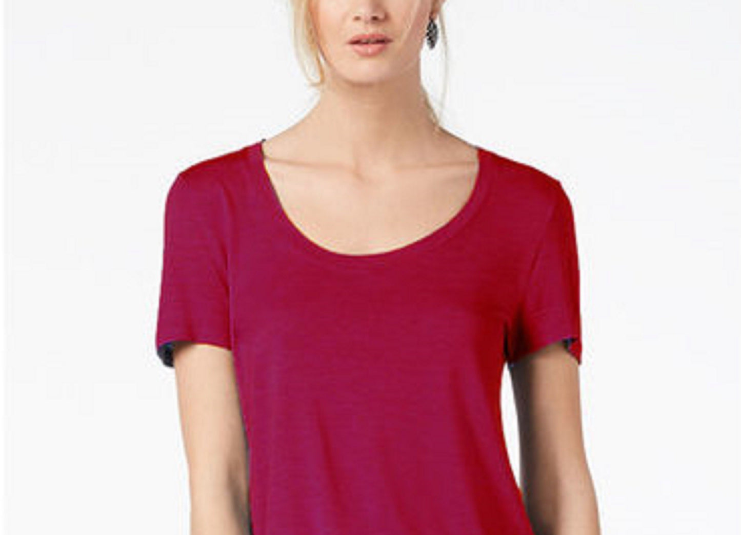 Camiseta feminina Maison Jules com decote redondo, vermelha, tamanho extra pequeno