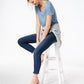 Camiseta feminina Maison Jules com decote redondo, azul escuro, tamanho XXG