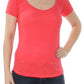 Camiseta feminina Maison Jules com decote redondo, laranja, tamanho médio
