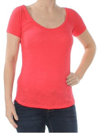 Camiseta feminina Maison Jules com decote redondo, laranja, tamanho médio