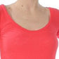Camiseta feminina Maison Jules com decote redondo, laranja, tamanho médio