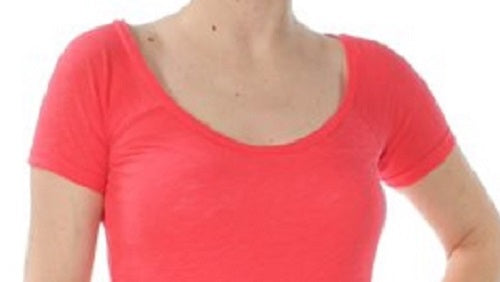Camiseta feminina Maison Jules com decote redondo, laranja, tamanho médio