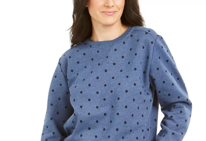 Moletom feminino Karen Scott Sport Dot Print Azul Tamanho P