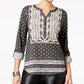 Blusa utilitária com estampa paisley feminina Style &amp; Co, preta, tamanho extra pequeno