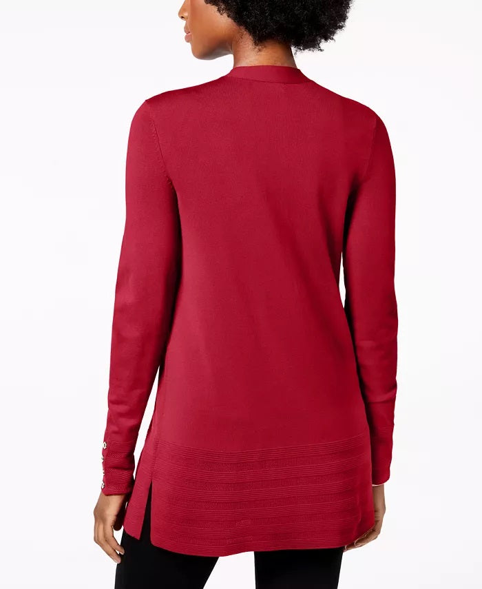 Cardigan feminino com frente aberta Charter Club, tamanho médio, vinho