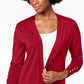 Cardigan feminino com frente aberta Charter Club, tamanho médio, vinho