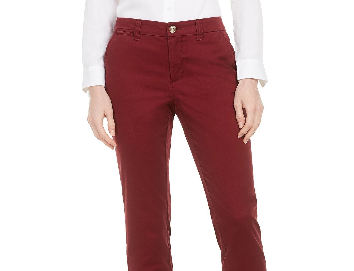 Calça feminina slim Maison Jules, vinho, tamanho 4