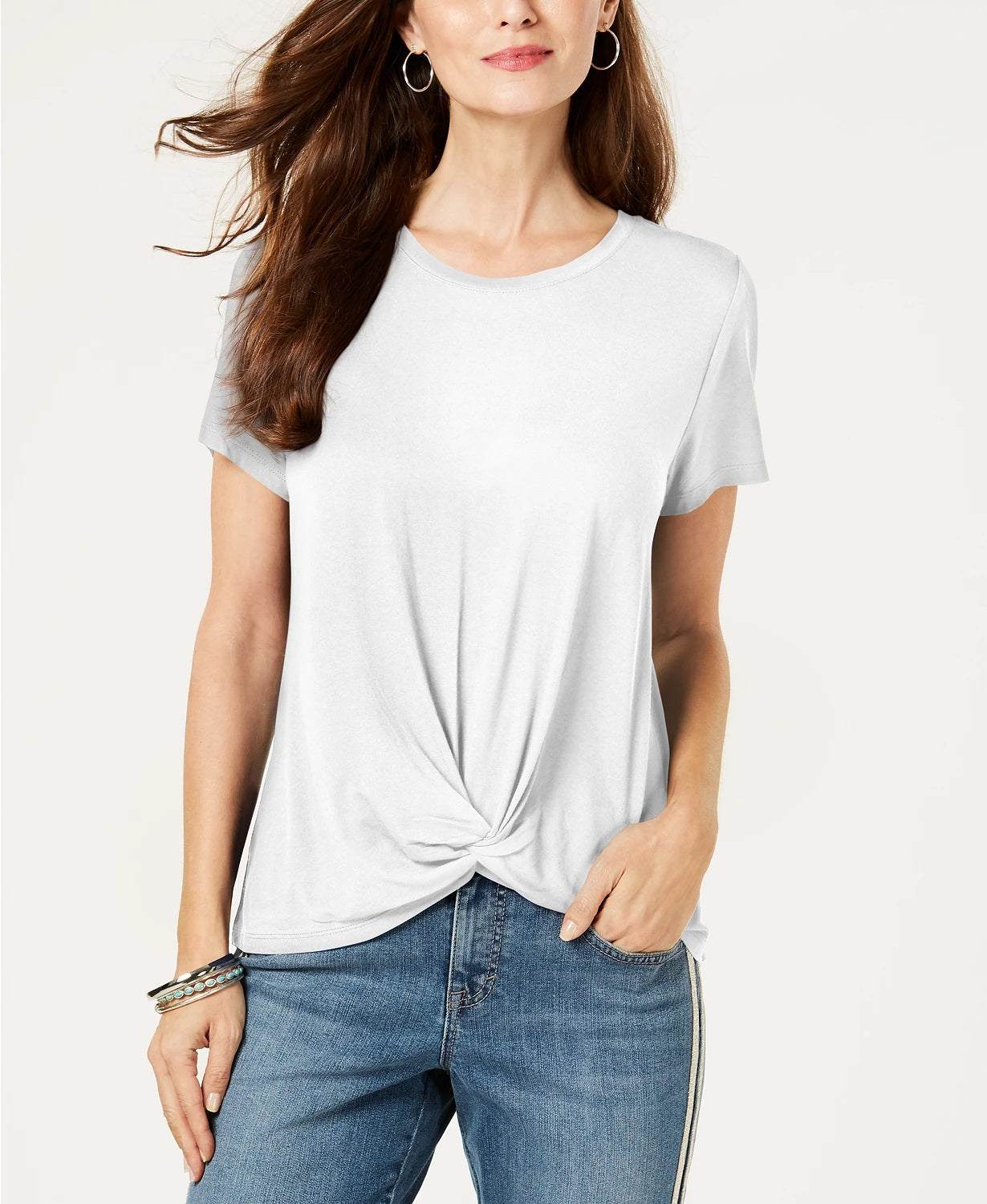 Top feminino com frente torcida estilo &amp; co, branco, tamanho XXG