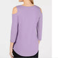 JM Collection Blusa feminina com ombros descobertos, roxa, tamanho médio