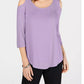 JM Collection Blusa feminina com ombros descobertos, roxa, tamanho médio