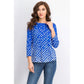 Camiseta feminina Charter Club de algodão Pima com estampa de botões e ombros, azul, tamanho grande