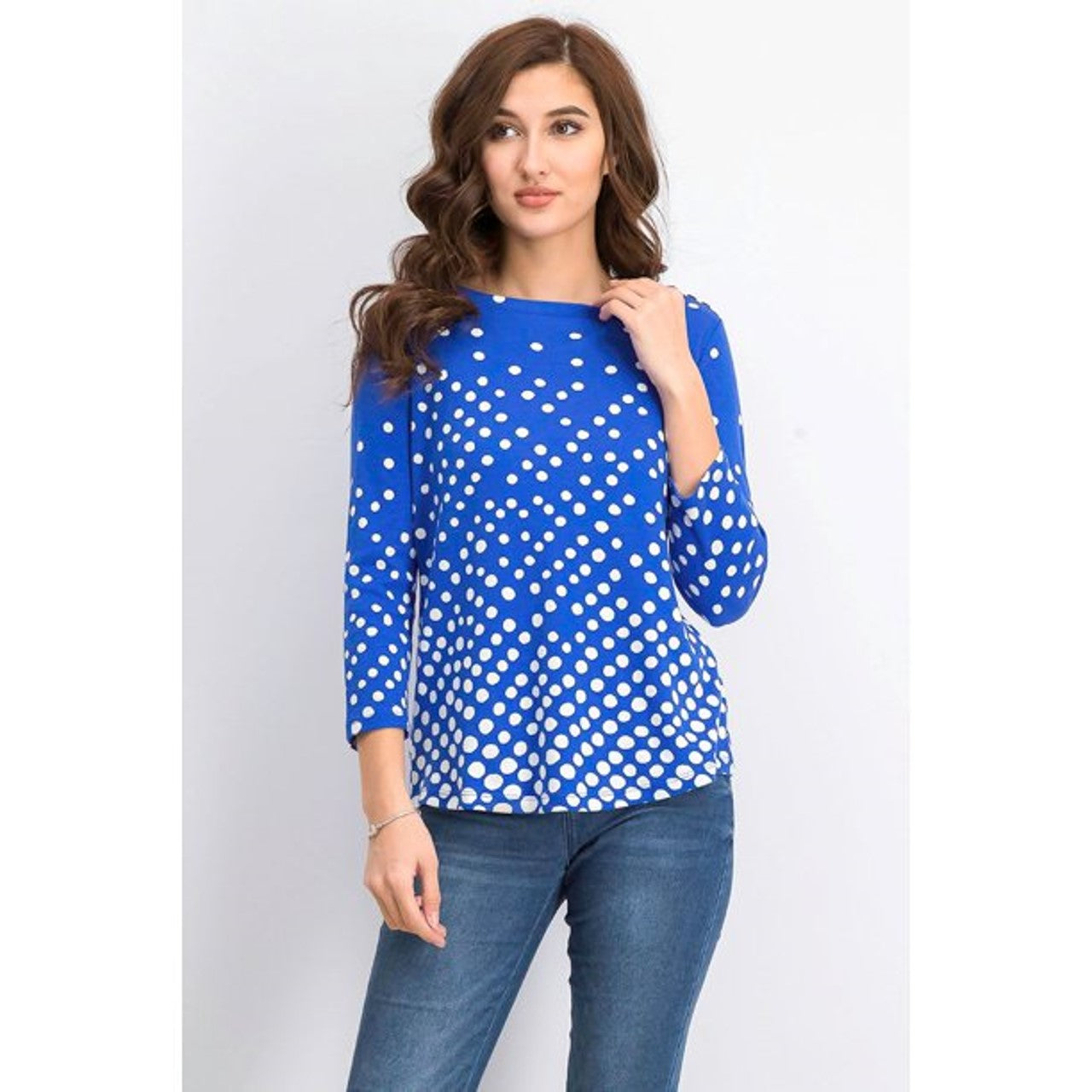 Camiseta feminina Charter Club de algodão Pima com estampa de botões e ombros, azul, tamanho grande