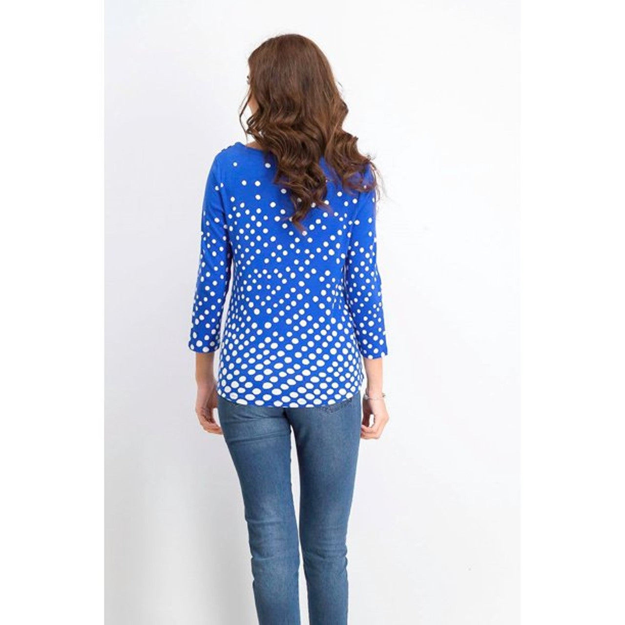 Camiseta feminina Charter Club de algodão Pima com estampa de botões e ombros, azul, tamanho grande