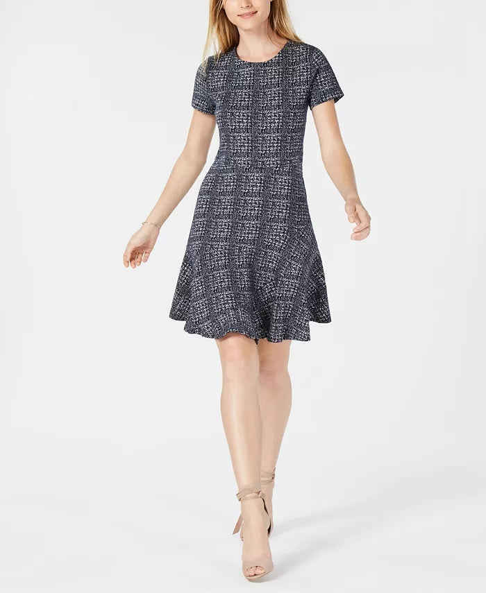 Vestido feminino xadrez Maison Jules, preto, tamanho XS
