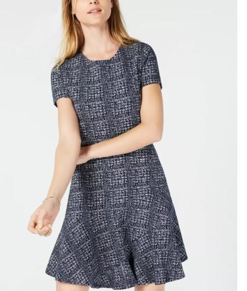 Vestido feminino xadrez Maison Jules, preto, tamanho XS