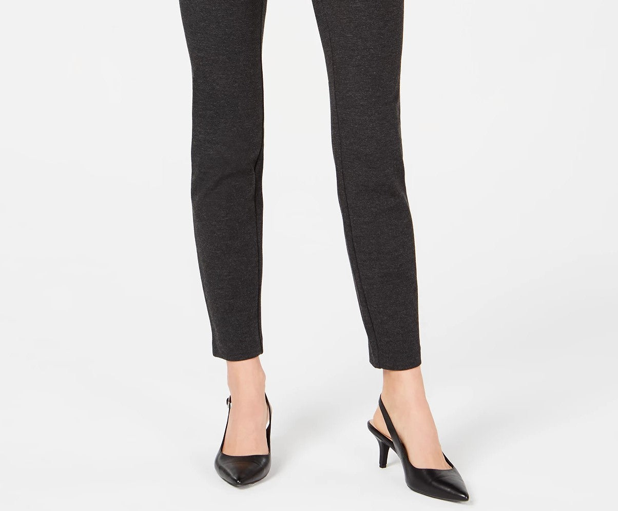 Calça skinny elástica exposta com cintura larga Alfani feminina, tamanho 12 P, preta