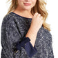 Blusa feminina Charter Club Plus com manga amarrada, azul, tamanho 1X