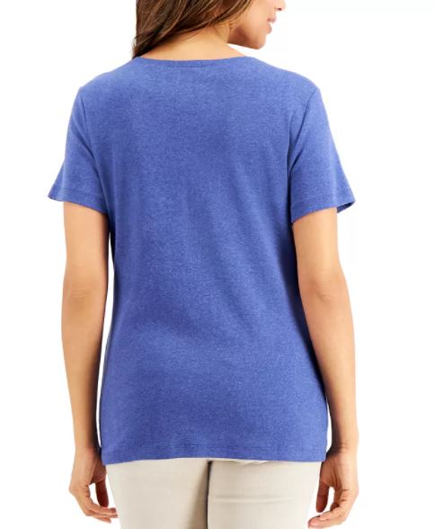 Karen Scott Top Henley de manga curta feminino Turq Aqua tamanho grande