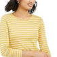 Top feminino listrado metálico Charter Club, dourado, tamanho extra grande