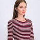 Top feminino listrado metálico Charter Club vermelho brilhante tamanho X-G