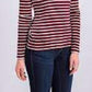 Top feminino listrado metálico Charter Club vermelho brilhante tamanho X-G