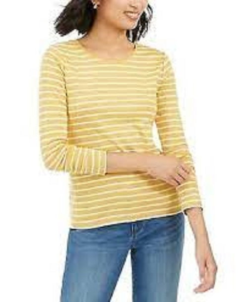 Top feminino listrado metálico Charter Club dourado tamanho XX-G