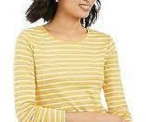 Top feminino listrado metálico Charter Club dourado tamanho XX-G
