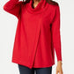 Suéter feminino JM com gola alta e capuz, tamanho XX-G, vermelho