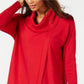 Suéter feminino JM com gola alta e capuz, tamanho XX-G, vermelho