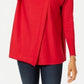 Suéter feminino JM com gola alta e capuz, tamanho XX-G, vermelho