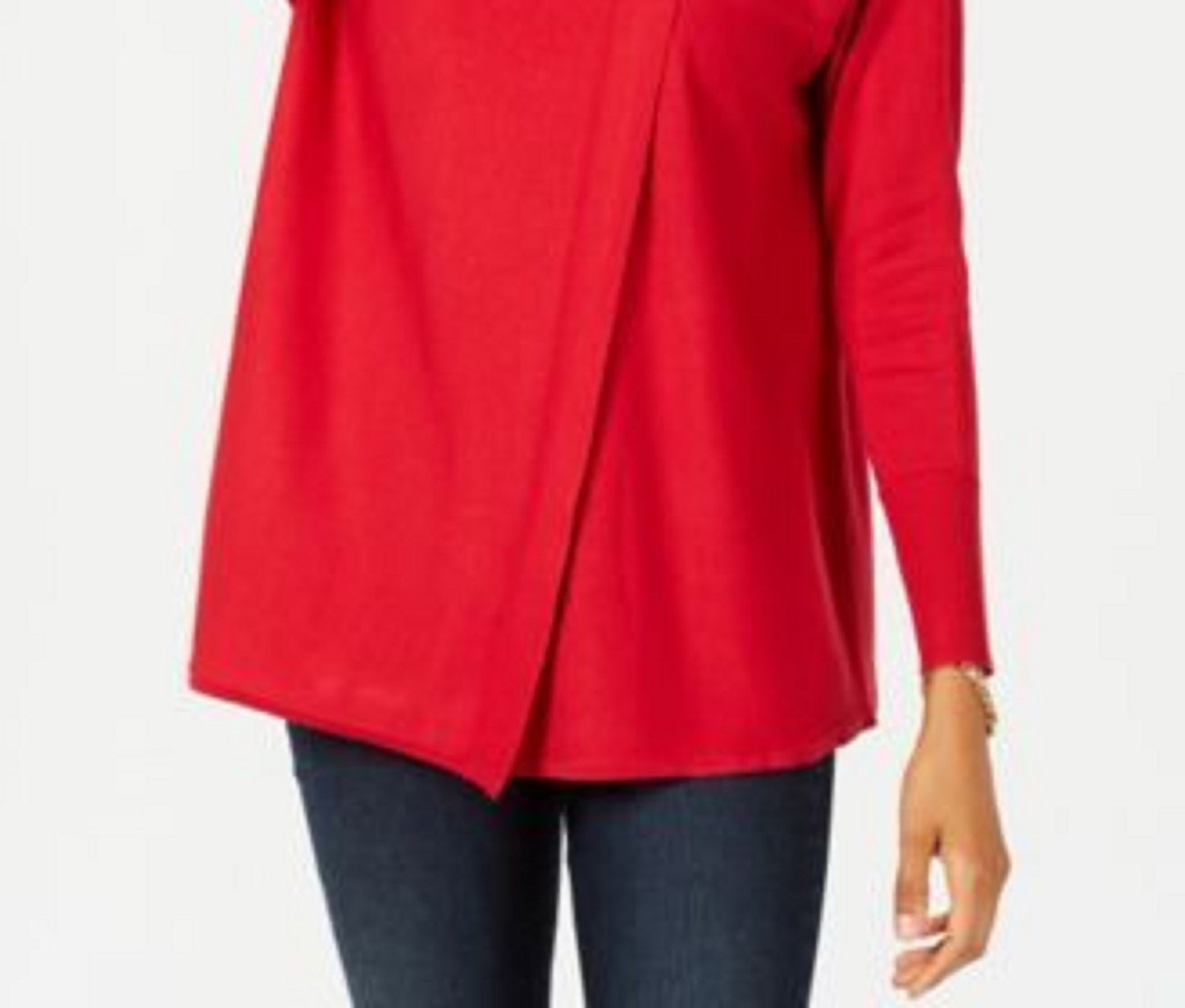 Suéter feminino JM com gola alta e capuz, tamanho XX-G, vermelho