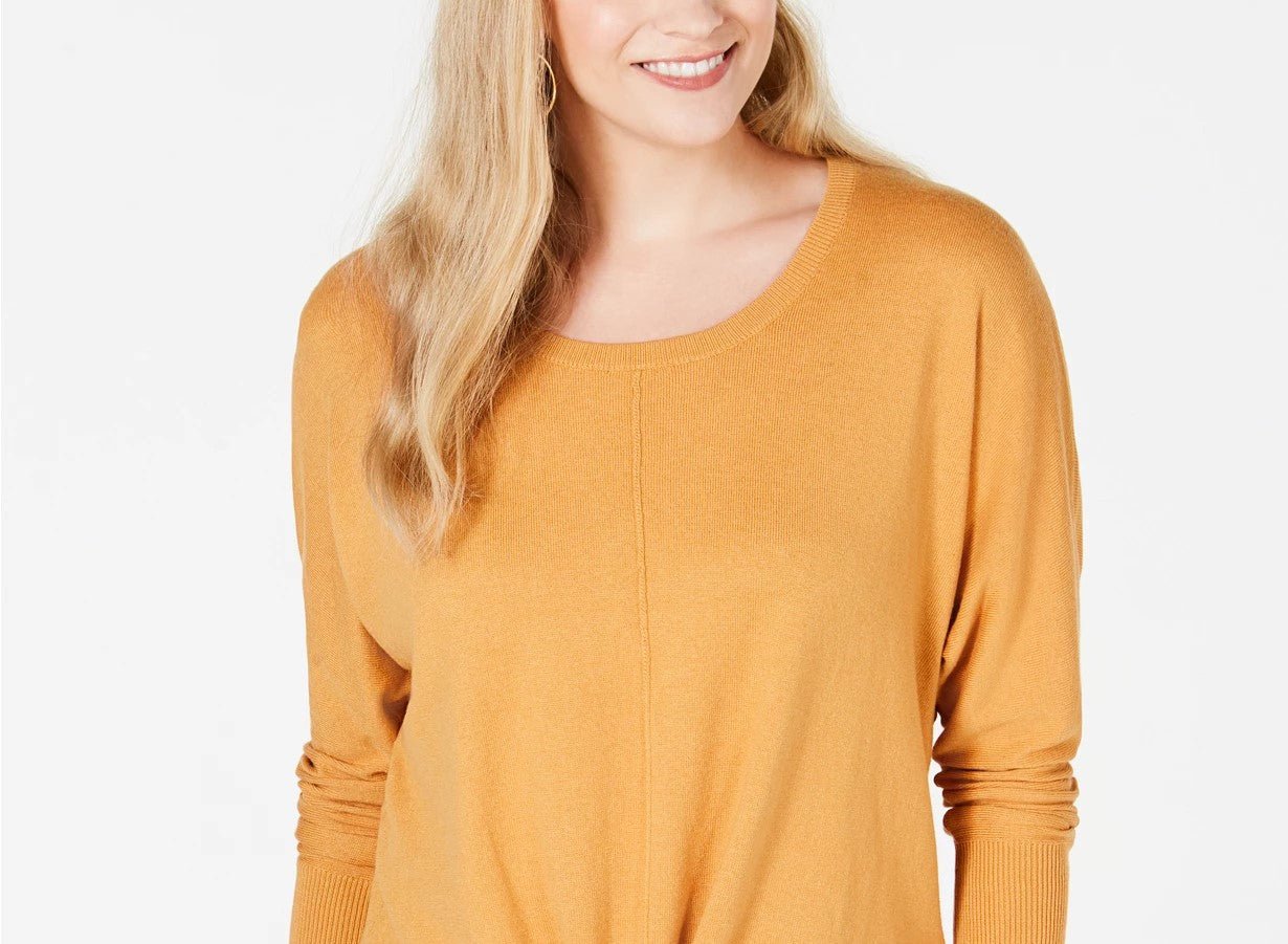 Suéter feminino com amarração frontal estilo &amp; co, tamanho grande, dourado