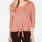 Suéter feminino com amarração frontal Style &amp; Co, tamanho médio, laranja, pequeno