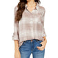Camisa xadrez brilhante feminina Style &amp; Co, bege, tamanho grande