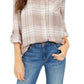 Camisa xadrez brilhante feminina Style &amp; Co, bege, tamanho grande