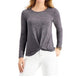 Blusa feminina de manga comprida e gola redonda, cor carvão, tamanho XX-G