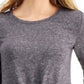 Blusa feminina de manga comprida e gola redonda, cor carvão, tamanho XX-G