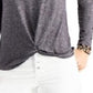 Blusa feminina de manga comprida e gola redonda, cor carvão, tamanho XX-G