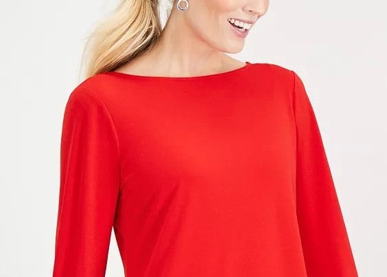 Top de crepe feminino Charter Club com mangas amarradas, tamanho médio, vermelho, XXG