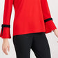 Top de crepe feminino Charter Club com mangas amarradas, tamanho médio, vermelho, XXG