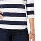 Charter Club Blusa feminina de algodão Pima com botões e listras, azul, tamanho pequeno
