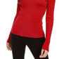 INC International Concepts Feminino Gola Alta em Malha Canelada Embelezada Vermelho Tamanho P