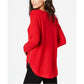 Suéter túnica feminino de malha waffle com zíper lateral, vermelho, tamanho extrapequeno, da INC International Concepts