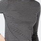 Camiseta feminina de algodão listrada com gola falsa, tamanho grande, cinza, Charter Club