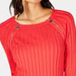 Suéter feminino com zíper e manga raglan da INC International Concepts, tamanho X-G, vermelho