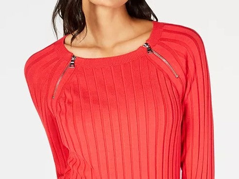 Suéter feminino com zíper e manga raglan da INC International Concepts, tamanho X-G, vermelho
