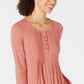 Blusa feminina de manga comprida com pregas estilo &amp; co, rosa, tamanho médio